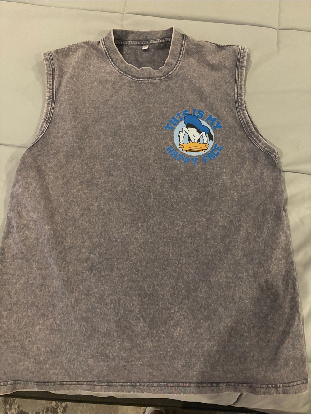 SHEIN Faded Gray Sleeveless Tank with Donald Duck Graphic